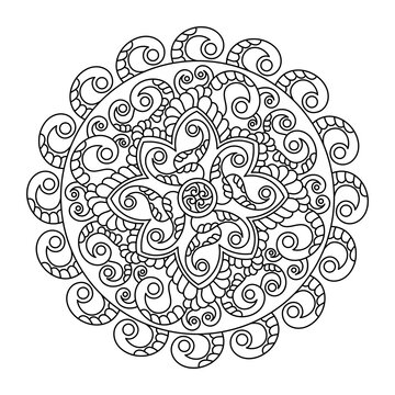 Coloring book. Monochrome Mandala, Decorative ornament, patterned design element, Ethnic Vector Amulet