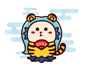 寅の衣装を着たアマビエ　2022年の干支