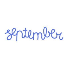 Hand drawn lettering phrase SEPTEMBER. Month September for calendar. Ink brush lettering for invitation card, calendar, poster, flyer, advertising design.