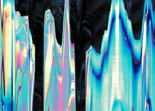 Abstract mint, pink and black digital glitch art background texture with interlaced and distortion effect. Futuristic cyberpunk poster design. Retro futurism rave surreal aesthetic. Copy space - Powered by Adobe