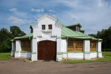 Fototapeta na wymiar Equestrian building, arena in the Serednikovo estate in the Moscow region, a park-manor ensemble of the end of the XVIII - beginning of the XIX century