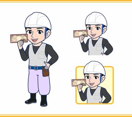 工事現場にいる作業員の男性