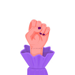 Sisters female hand raised up in a fist.