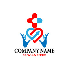 medical services heart shaped logo design