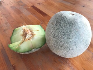 melon on the wood table