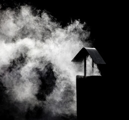 White smoke from the chimney. Background