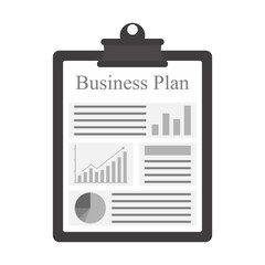Clipboard and white sheet written with a business plan. Business concept.