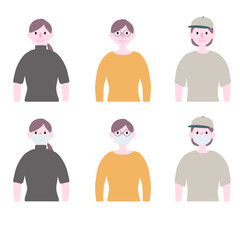 マスクつける女性イラスト素材
