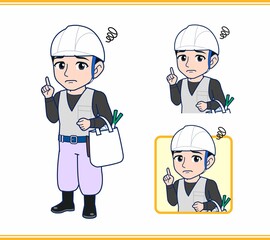 工事現場にいる作業員の男性