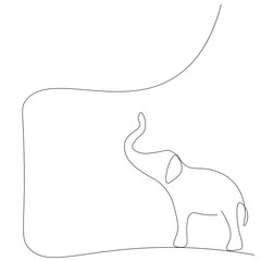 Elephant animal line drawing, vector illustration