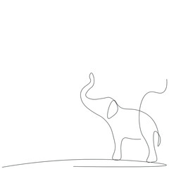 Elephant animal line drawing, vector illustration