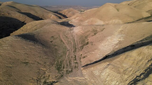 Kidron Valley a river canyon in Judean desert is east from Jerusalem and west from Dead Sea in Israel, West Bank. High quality 4k footage