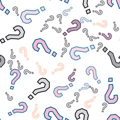 Quiz seamless pattern. Question marks, doubt, faq