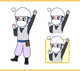 工事現場にいる作業員の男性