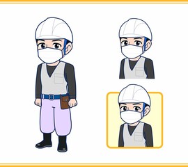 工事現場にいる作業員の男性