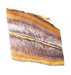 Fillet of salted smoked fish on a white background. Close-up