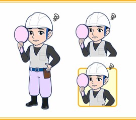 工事現場にいる作業員の男性