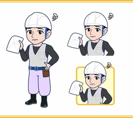 工事現場にいる作業員の男性