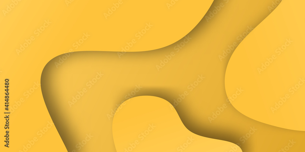 Poster abstract gradient geometric shape background with fluid element in yellow color