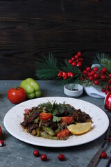 Kebabs - grilled meat skewers, shish kebab with vegetables