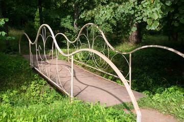 Iron metal bridge with patterned railings