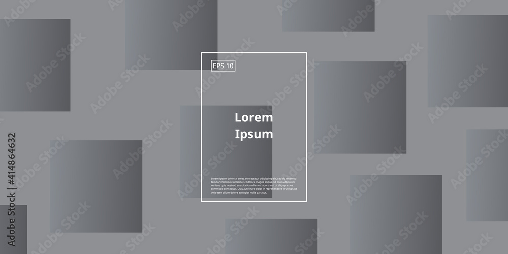 Poster trendy background with geometric square element in grey color