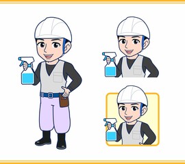 工事現場にいる作業員の男性