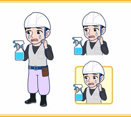 工事現場にいる作業員の男性