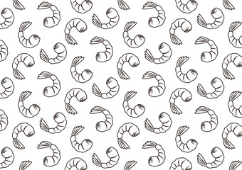 Shrimp doodle symbol. Shrimp pattern wallpaper.