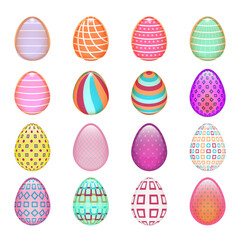 Easter spring set of colored isolated eggs