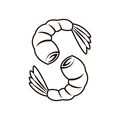 Fototapeta premium Shrimp doodle symbol. Shrimp logo design.