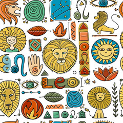 Leo Zodiac Sign. Seamless pattern background for your design