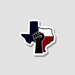 Texas map protest sticker icon on white background