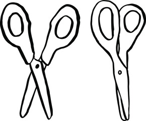 simple drawing of scissors in vector. two pieces of scissors.