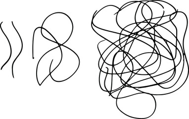 Entanglement of lines. Vector confusion line drawing.