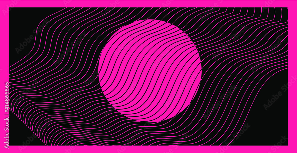 Poster abstract minimal background with wavy lines and circle. minimalist contemporary art style poster.