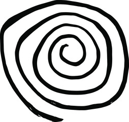 Hand drawing of a spiral. A spiral with a lot of curls.