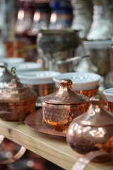 Turkish style coffee set, handmade copper items