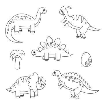 Color all cartoon dinosaur. Game for kids.