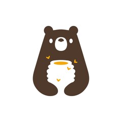 bear honey hive bee negative space logo vector icon illustration