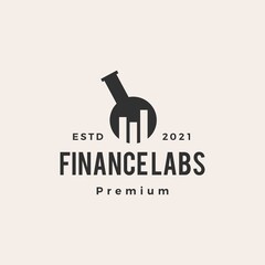 finance lab bar chart hipster vintage logo vector icon illustration
