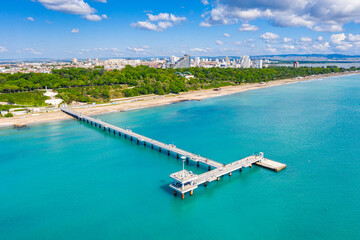 Aerial view of the pier of Burgas in Bulgaria