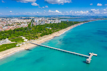 Aerial view of the pier of Burgas in Bulgaria