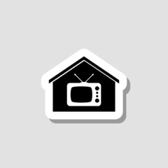 Home tv monitor sticker icon isolated on white background