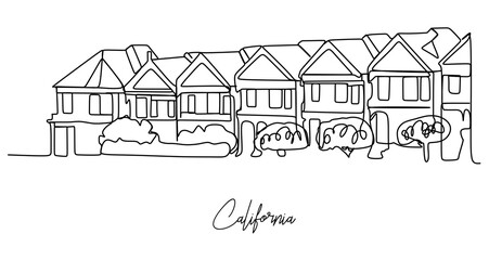 California city of the USA skyline - continuous one line drawing