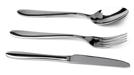 Set of dining cutlery isolated on white background