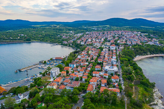 Aerial view of Bulgarian seaside town Tsarevo