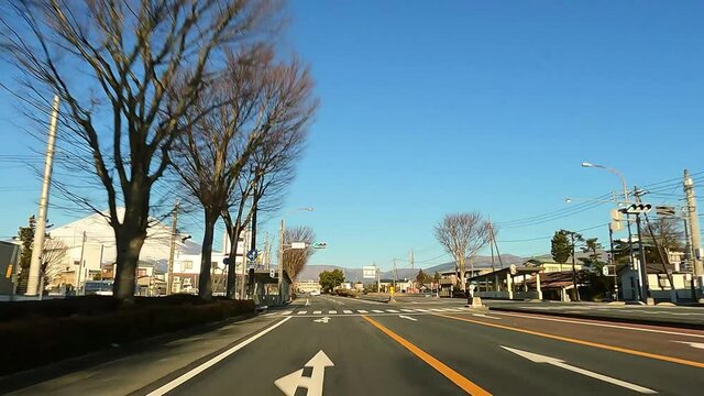 Running image. Road where you can see Mt. Fuji