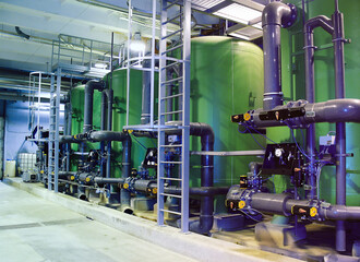 water treatment tanks at power plant