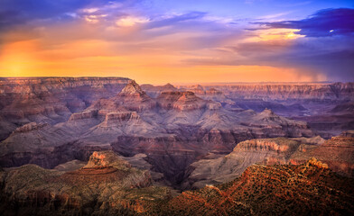 Fototapeta na wymiar Stormy Sunset in the Distance, Grand Canyon National Park, Arizona